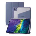 For iPad Pro 11 2022 / 2021 / 2020 / 2018 / Air 2022 / 2020 10.9 3-Fold 360 Rotation Acrylic Leather Smart Tablet Case(Lavender Purple Gray)