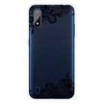 For Galaxy A01 Shockproof Painted Transparent TPU Protective Case(Lace Flower)