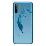 For Galaxy A21 Shockproof Painted Transparent TPU Protective Case(Feather)