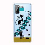 For Galaxy A41 Shockproof Painted Transparent TPU Protective Case(Cat)