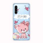 For Galaxy A90 5G Shockproof Painted Transparent TPU Protective Case(Cute Cat)
