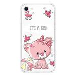 For iPhone SE 2022 / SE 2020 Shockproof Painted Transparent TPU Protective Case(Cute Cat)
