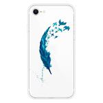 For iPhone SE 2022 / SE 2020 Shockproof Painted Transparent TPU Protective Case(Feather)
