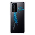 For Huawei P40 Shockproof Painted Transparent TPU Protective Case(Feather)
