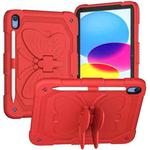 For iPad 10th Gen 10.9 2022 Butterfly Kickstand Heavy Duty Hard Rugged Tablet Case(Red)