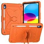 For iPad 10th Gen 10.9 2022 Butterfly Kickstand Heavy Duty Hard Rugged Tablet Case(Gold Orange)