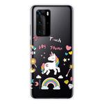 For Huawei P40 Pro Shockproof Painted Transparent TPU Protective Case(Unicorn)