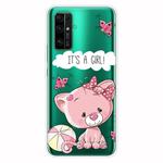 For Huawei Honor 30S Shockproof Painted Transparent TPU Protective Case(Cute Cat)