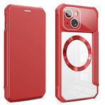 For iPhone 14 Plus CD Texture Magsafe Flip Leather Phone Case(Red)