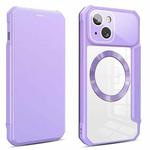 For iPhone 14 Plus CD Texture Magsafe Flip Leather Phone Case(Purple)