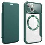 For iPhone 13 CD Texture Magsafe Flip Leather Phone Case(Green)