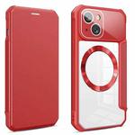 For iPhone 13 Pro CD Texture Magsafe Flip Leather Phone Case(Red)