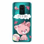 For Xiaomi Redmi Note 9 Shockproof Painted Transparent TPU Protective Case(Cute Cat)