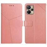 For Realme 9i 5G HT01 Y-shaped Pattern Flip Leather Phone Case(Pink)