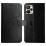 For Realme 9i 5G HT01 Y-shaped Pattern Flip Leather Phone Case(Black)
