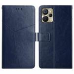For Realme 9i 5G HT01 Y-shaped Pattern Flip Leather Phone Case(Blue)