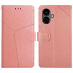 For Realme 10 Pro+ HT01 Y-shaped Pattern Flip Leather Phone Case(Pink)