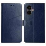 For Realme 10 Pro+ HT01 Y-shaped Pattern Flip Leather Phone Case(Blue)