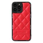 For iPhone 14 Diamond Pattern Leather Phone Case(Red)