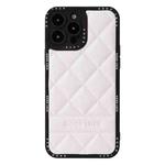 For iPhone 12 Pro Max Diamond Pattern Leather Phone Case(White)