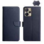 For Realme 9i 5G Genuine Leather Fingerprint-proof Flip Phone Case(Blue)