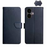 For Realme 10 Pro+ Genuine Leather Fingerprint-proof Flip Phone Case(Blue)