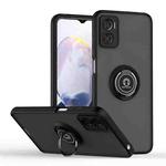 For Motorola Moto E22 Q Shadow 1 Series TPU + PC Phone Case with Ring Holder(Black+Black)