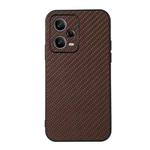 For Xiaomi Redmi Note 12 Pro 5G China Carbon Fiber Texture Shockproof Protective Phone Case(Brown)