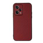 For Xiaomi Redmi Note 12 Pro 5G China Carbon Fiber Texture Shockproof Protective Phone Case(Red)