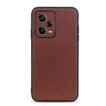 For Xiaomi Redmi Note 12 Pro 5G China Sheep Texture Genuine Leather Shockproof Phone Case(Brown)