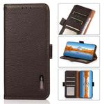 For Xiaomi Redmi Note 12 Pro 5G China KHAZNEH Side-Magnetic Litchi Genuine Leather RFID Phone Case(Brown)