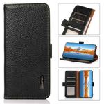 For Xiaomi Redmi Note 12 Pro 5G China KHAZNEH Side-Magnetic Litchi Genuine Leather RFID Phone Case(Black)