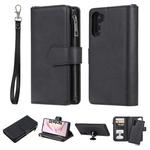 For Galaxy Note 10 2 in 1 Solid Color Zipper Shockproof Protective Case with Card Slots & Bracket & Photo Holder & Wallet Function(Black)