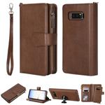 For Galaxy Note 8 2 in 1 Solid Color Zipper Shockproof Protective Case with Card Slots & Bracket & Photo Holder & Wallet Function(Brown)