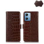 For Xiaomi Redmi Note 12 China Crocodile Top Layer Cowhide Leather Phone Case(Brown)