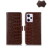 For Xiaomi Redmi Note 12 Pro 5G China Crocodile Top Layer Cowhide Leather Phone Case(Brown)