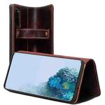 For Samsung Galaxy S20 Denior Oil Wax Cowhide DK Magnetic Button Leather Phone Case(Dark Red)
