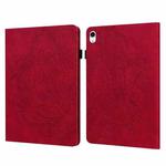 For iPad 10th Gen 10.9 2022 Peacock Embossed Pattern Leather Tablet Case(Red)