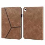 For iPad 10th Gen 10.9 2022 Solid Color Embossed Striped Leather Tablet Case(Brown)