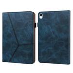 For iPad 10th Gen 10.9 2022 Solid Color Embossed Striped Leather Tablet Case(Blue)