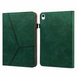 For iPad 10th Gen 10.9 2022 Solid Color Embossed Striped Leather Tablet Case(Green)