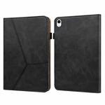 For iPad 10th Gen 10.9 2022 Solid Color Embossed Striped Leather Tablet Case(Black)