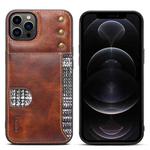 For iPhone 12 Pro Max Denior Oil Wax Cowhide Card Slot Phone Case(Brown)