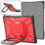For MicroSoft Surface Pro 9 Handle Rotatable Kickstand Shockproof Tablet Case(Red)