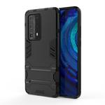 For Huawei P40 Shockproof PC + TPU Protective Case with Hidden Holder(Black)