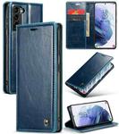 For Samsung Galaxy S21 5G CaseMe 003 Crazy Horse Texture Leather Phone Case(Blue)