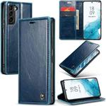 For Samsung Galaxy S22 5G CaseMe 003 Crazy Horse Texture Leather Phone Case(Blue)