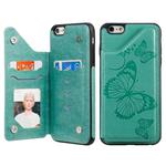 For iPhone 6 Plus Butterfly Embossing Pattern Shockproof Protective Case with Holder & Card Slots & Photo Frame(Green)