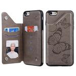 For iPhone 6 Plus Butterfly Embossing Pattern Shockproof Protective Case with Holder & Card Slots & Photo Frame(Gray)