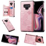 For Galaxy Note9 Butterfly Embossing Pattern Shockproof Protective Case with Holder & Card Slots & Photo Frame(Rose Gold)